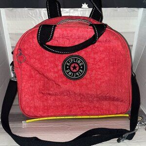 Kipling Crossbody Bag Red Nylon Top Zip Travel Everyday duffel